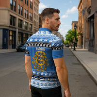 Estonia Christmas Zipper Polo Shirt Coat Of Arms Haid Joule - Wonder Print Shop