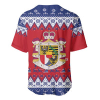 Liechtenstein Christmas Baseball Jersey Coat Of Arms Frohe Weihnachten - Wonder Print Shop