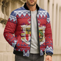 Liechtenstein Christmas Bomber Puffer Jacket Coat Of Arms Frohe Weihnachten - Wonder Print Shop