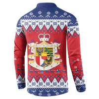 Liechtenstein Christmas Button Sweatshirt Coat Of Arms Frohe Weihnachten - Wonder Print Shop
