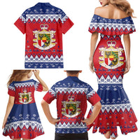 Liechtenstein Christmas Family Matching Mermaid Dress and Hawaiian Shirt Coat Of Arms Frohe Weihnachten - Wonder Print Shop