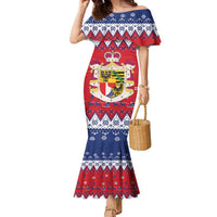 Liechtenstein Christmas Family Matching Mermaid Dress and Hawaiian Shirt Coat Of Arms Frohe Weihnachten - Wonder Print Shop