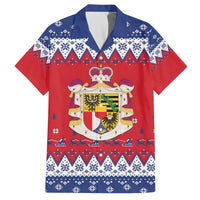 Liechtenstein Christmas Family Matching Off The Shoulder Long Sleeve Dress and Hawaiian Shirt Coat Of Arms Frohe Weihnachten - Wonder Print Shop