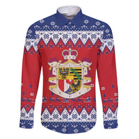 Liechtenstein Christmas Family Matching Off Shoulder Maxi Dress and Hawaiian Shirt Coat Of Arms Frohe Weihnachten - Wonder Print Shop