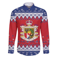 Liechtenstein Christmas Family Matching Puletasi and Hawaiian Shirt Coat Of Arms Frohe Weihnachten - Wonder Print Shop