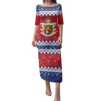Liechtenstein Christmas Family Matching Puletasi and Hawaiian Shirt Coat Of Arms Frohe Weihnachten - Wonder Print Shop