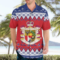 Liechtenstein Christmas Hawaiian Shirt Coat Of Arms Frohe Weihnachten - Wonder Print Shop