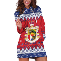 Liechtenstein Christmas Hoodie Dress Coat Of Arms Frohe Weihnachten - Wonder Print Shop