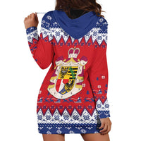Liechtenstein Christmas Hoodie Dress Coat Of Arms Frohe Weihnachten - Wonder Print Shop