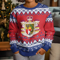 Liechtenstein Christmas Kid Ugly Christmas Sweater Coat Of Arms Frohe Weihnachten - Wonder Print Shop