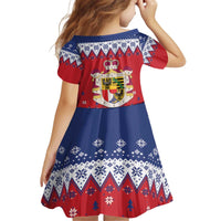 Liechtenstein Christmas Kid Short Sleeve Dress Coat Of Arms Frohe Weihnachten - Wonder Print Shop