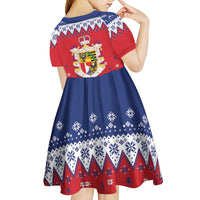 Liechtenstein Christmas Kid Short Sleeve Dress Coat Of Arms Frohe Weihnachten - Wonder Print Shop