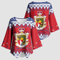 Liechtenstein Christmas Kimono Sleeve Blouse Coat Of Arms Frohe Weihnachten - Wonder Print Shop