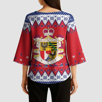 Liechtenstein Christmas Kimono Sleeve Blouse Coat Of Arms Frohe Weihnachten - Wonder Print Shop
