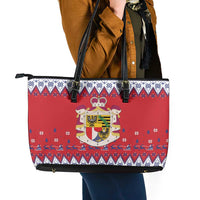 Liechtenstein Christmas Leather Tote Bag Coat Of Arms Frohe Weihnachten - Wonder Print Shop