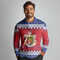 Liechtenstein Christmas Long Sleeve Polo Shirt Coat Of Arms Frohe Weihnachten - Wonder Print Shop