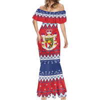 Liechtenstein Christmas Mermaid Dress Coat Of Arms Frohe Weihnachten - Wonder Print Shop