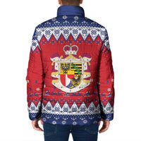 Liechtenstein Christmas Padded Jacket Coat Of Arms Frohe Weihnachten - Wonder Print Shop