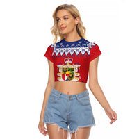 Liechtenstein Christmas Raglan Cropped T Shirt Coat Of Arms Frohe Weihnachten - Wonder Print Shop