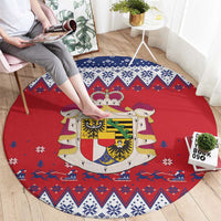 Liechtenstein Christmas Round Carpet Coat Of Arms Frohe Weihnachten - Wonder Print Shop