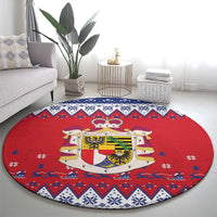 Liechtenstein Christmas Round Carpet Coat Of Arms Frohe Weihnachten - Wonder Print Shop