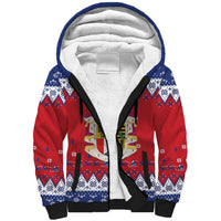Liechtenstein Christmas Sherpa Hoodie Coat Of Arms Frohe Weihnachten - Wonder Print Shop