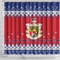 Liechtenstein Christmas Shower Curtain Coat Of Arms Frohe Weihnachten - Wonder Print Shop