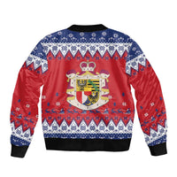 Liechtenstein Christmas Sleeve Zip Bomber Jacket Coat Of Arms Frohe Weihnachten - Wonder Print Shop