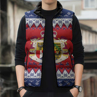 Liechtenstein Christmas Sleeveless Puffer Jacket Coat Of Arms Frohe Weihnachten - Wonder Print Shop