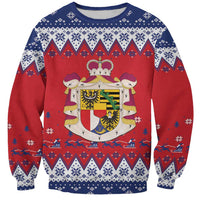 Liechtenstein Christmas Sweatshirt Coat Of Arms Frohe Weihnachten - Wonder Print Shop