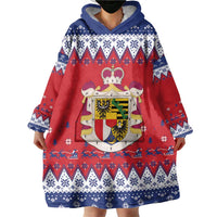 Liechtenstein Christmas Wearable Blanket Hoodie Coat Of Arms Frohe Weihnachten - Wonder Print Shop