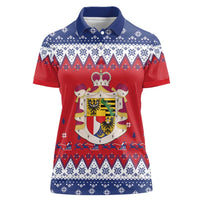 Liechtenstein Christmas Women Polo Shirt Coat Of Arms Frohe Weihnachten - Wonder Print Shop