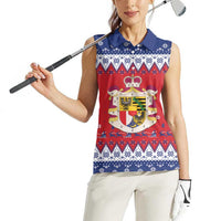 Liechtenstein Christmas Women Sleeveless Polo Shirt Coat Of Arms Frohe Weihnachten - Wonder Print Shop