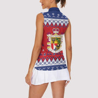 Liechtenstein Christmas Women Sleeveless Polo Shirt Coat Of Arms Frohe Weihnachten - Wonder Print Shop