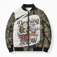 Santa Deer Hunting Christmas Bomber Puffer Jacket Hunting Camouflage Patterns - Wonder Print Shop