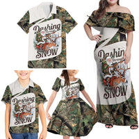 Santa Deer Hunting Christmas Family Matching Off Shoulder Maxi Dress and Hawaiian Shirt Hunting Camouflage Patterns - Wonder Print Shop
