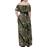 Santa Deer Hunting Christmas Family Matching Off Shoulder Maxi Dress and Hawaiian Shirt Hunting Camouflage Patterns - Wonder Print Shop