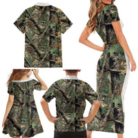 Santa Deer Hunting Christmas Family Matching Short Sleeve Bodycon Dress and Hawaiian Shirt Hunting Camouflage Patterns - Wonder Print Shop