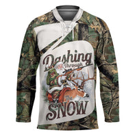 Santa Deer Hunting Christmas Hockey Jersey Hunting Camouflage Patterns - Wonder Print Shop