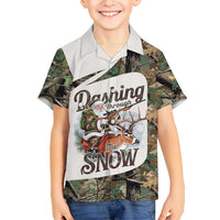 Santa Deer Hunting Christmas Kid Hawaiian Shirt Hunting Camouflage Patterns - Wonder Print Shop