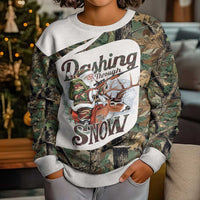 Santa Deer Hunting Christmas Kid Ugly Christmas Sweater Hunting Camouflage Patterns - Wonder Print Shop