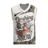 Santa Deer Hunting Christmas Knitted V-Neck Vest Hunting Camouflage Patterns - Wonder Print Shop