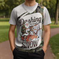 Santa Deer Hunting Christmas Knitted V-Neck Vest Hunting Camouflage Patterns - Wonder Print Shop