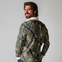 Santa Deer Hunting Christmas Long Sleeve Polo Shirt Hunting Camouflage Patterns - Wonder Print Shop