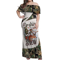 Santa Deer Hunting Christmas Off Shoulder Maxi Dress Hunting Camouflage Patterns - Wonder Print Shop