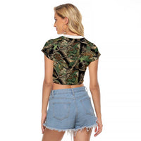 Santa Deer Hunting Christmas Raglan Cropped T Shirt Hunting Camouflage Patterns - Wonder Print Shop