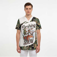 Santa Deer Hunting Christmas Scrub Top Hunting Camouflage Patterns - Wonder Print Shop