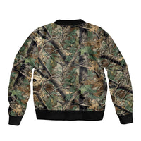 Santa Deer Hunting Christmas Sleeve Zip Bomber Jacket Hunting Camouflage Patterns - Wonder Print Shop