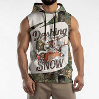 Santa Deer Hunting Christmas Sleeveless Hoodie Hunting Camouflage Patterns - Wonder Print Shop