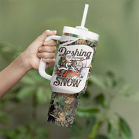 Santa Deer Hunting Christmas Tumbler With Handle Hunting Camouflage Patterns - Wonder Print Shop